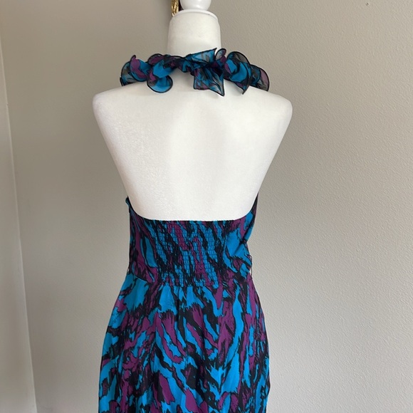 Vintage Bebe Blue and Purple Ruffle Dress Size S - Picture 5 of 6